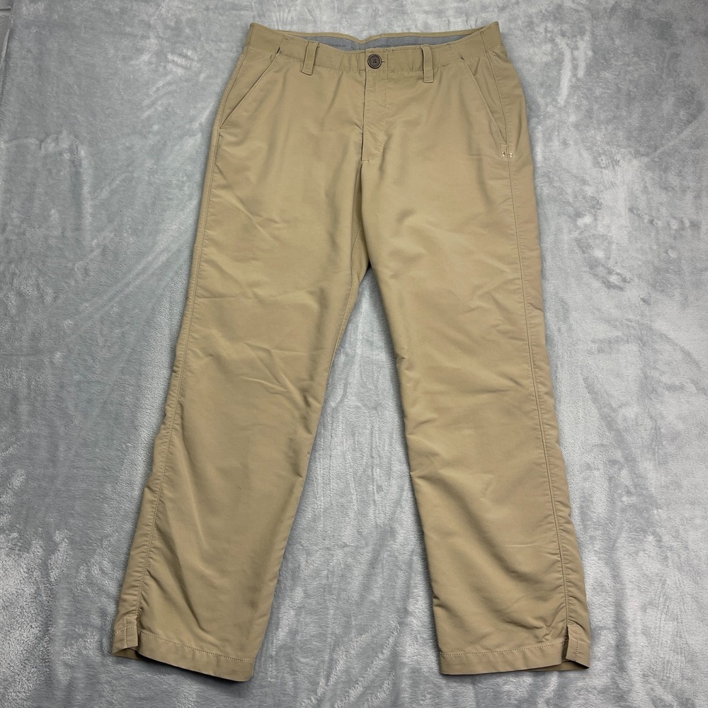 Under Armour Golf Chino‎ Pants Mens 36/30 (34x30) Brown Ankle Slit Straight Leg
